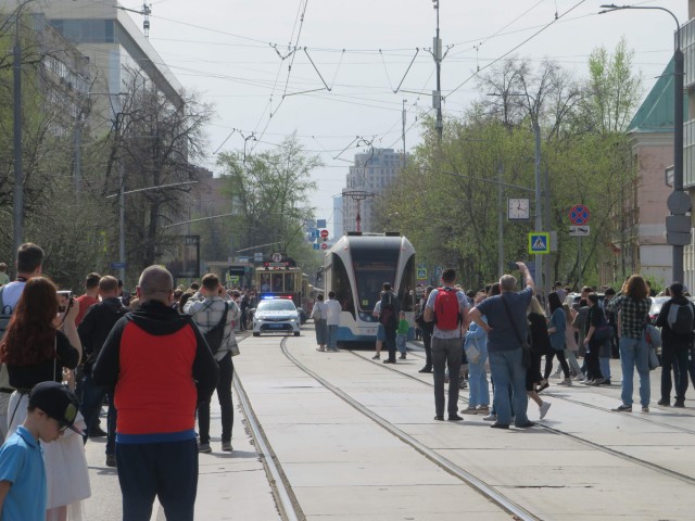 Парад трамваев в Москве вчера