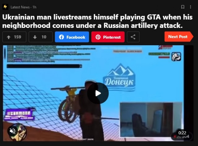 Стримеру из Донецка прилетело прямо во время игры в GTA.