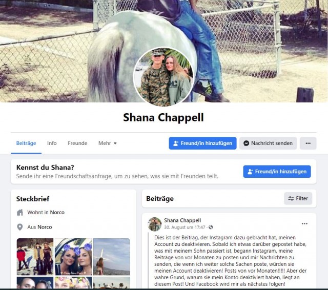 Facebook удалил аккаунт матери морпеха, убитого в Кабуле