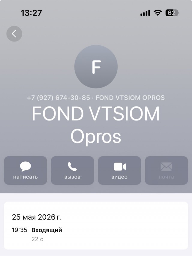Очередной звонок от ВЦИОМ