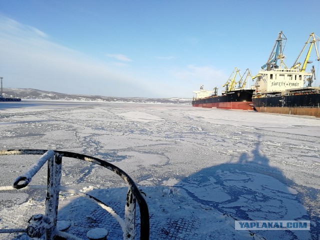 В Мурманске замёрз залив (Гольфстрим)