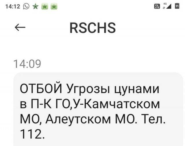 В США объявили угрозу цунами из-за землетрясения на Камчатке