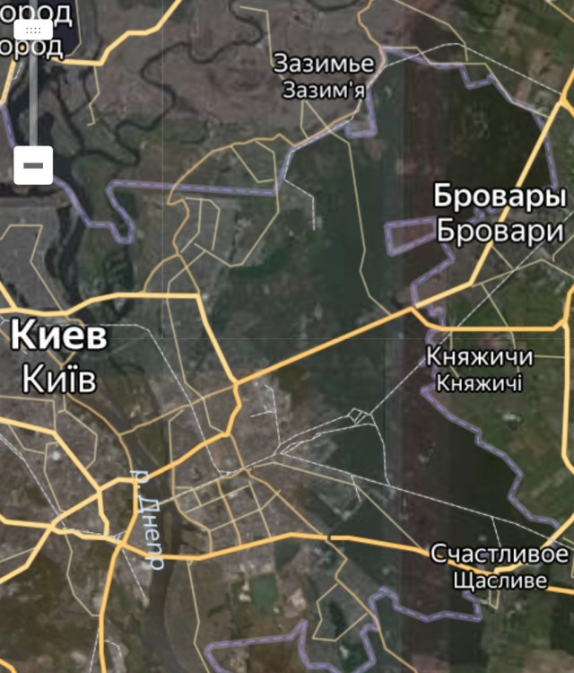 Кадры движения колонны российской бронетехники в 44 километрах от украинской столицы.
