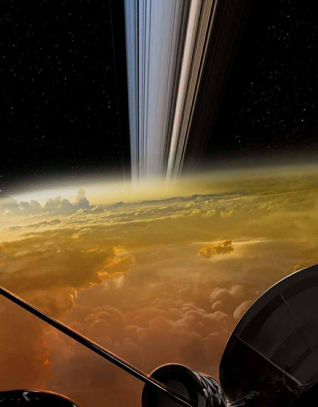 Фотография колец Сатурна, выполненная зондом Cassini