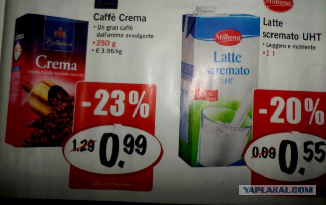 Цена на продукты в Италии 13.06.2015