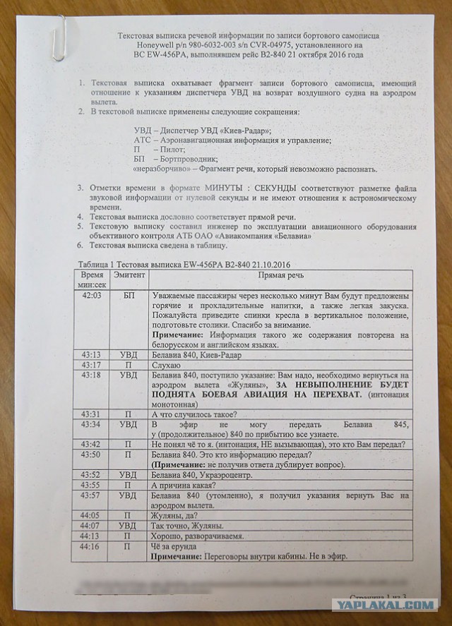 Опубликована расшифровка переговоров пилотов "Белавиа" с украинским диспетчером