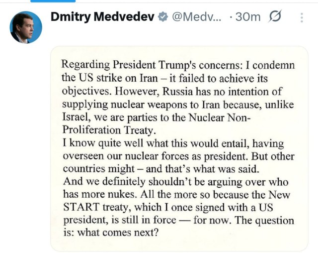 Трамп отреагировал на слова Медведева