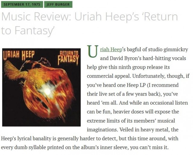 Музыка и музыканты: Uriah Heep – «Return to Fantasy»