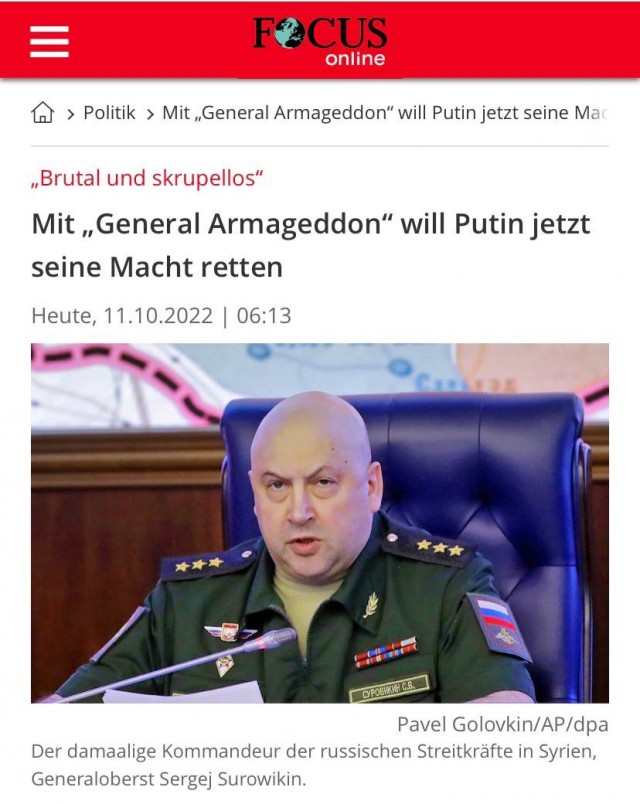 Суровикин aka "Генерал Армагеддон" стал героем всех западных СМИ