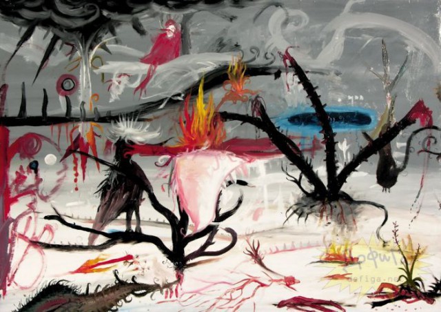 Длинный ряд невиданных картин в старинных рамах развешанных по некрашеным стенам радовал глаз буйством красок