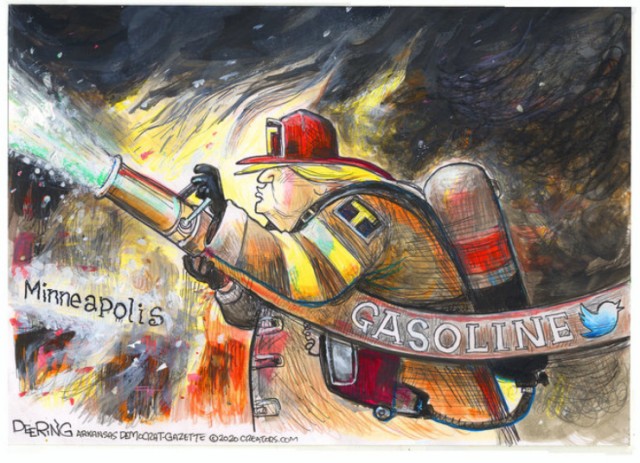 Протесты и погромы в США в зарубежной карикатуре