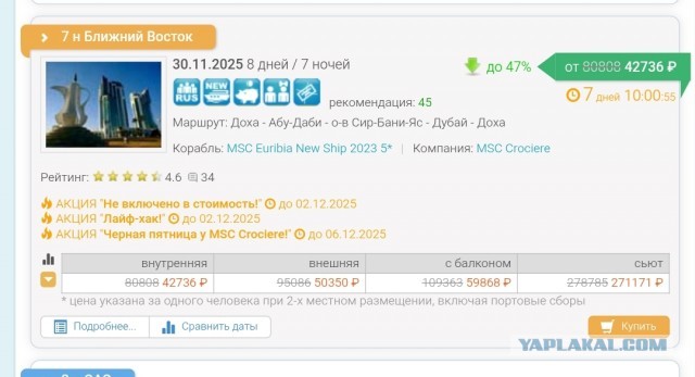 Российских туристов отделяют от иностранцев на итальянском круизном лайнере MSC Euribia