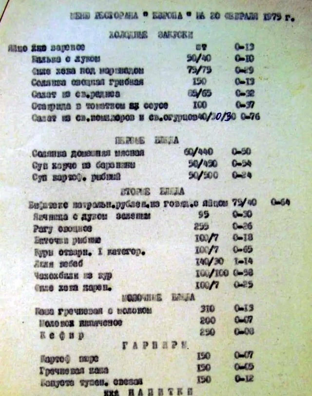 Цены в ресторанах во времена СССР или о социальной справедливости.