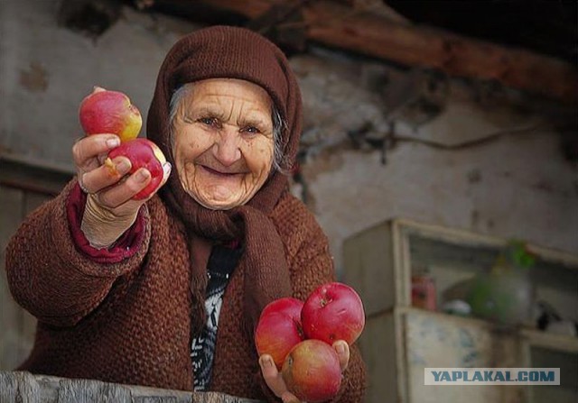 Бабуля шлет внучку фотографию из деревни