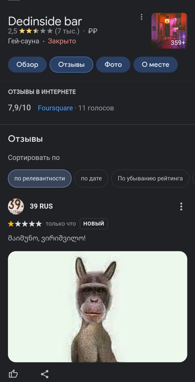 Россияне атакуют Dedaena Bar в Грузии из-за анкет на вход. Роняют рейтинг в Google, виня в русофобии