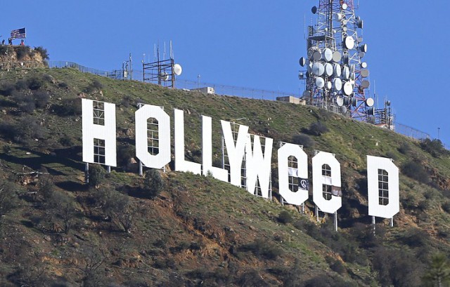 Вандал превратил знаменитую надпись Hollywood в Лос-Анджелесе в Hollyweed