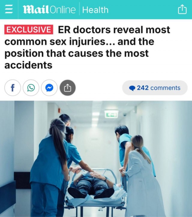 Врачи «скорой» рассказали про самые распространённые травмы во время секса.