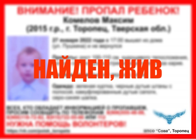 Семилетний мальчик под Тверью отпросился у няни в магазин и бесследно пропал