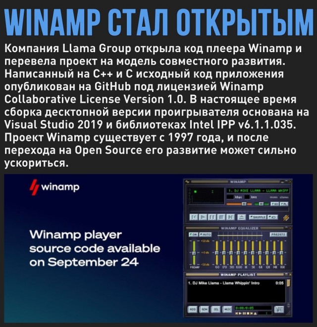 Легендарный Winamp становится медиаплеером с открытым исходным кодом