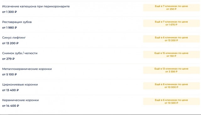 Вот такие цены в стоматологии