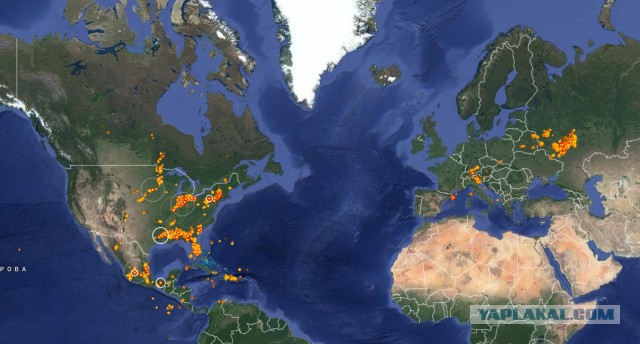 Онлайн-карта ударов молний по земле прямо сейчас
