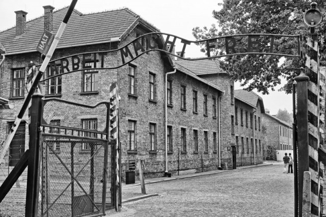 Знаменитое фото в Освенциме. Здание за воротами - что это такое