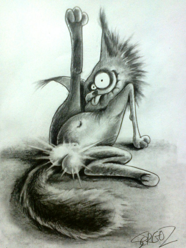 Кот рисунок упоротый