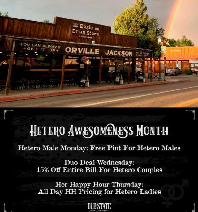 В американском баре объявили «месяц крутости гетеросексуалов» в ответ на «месяц гордости» ЛГБТ