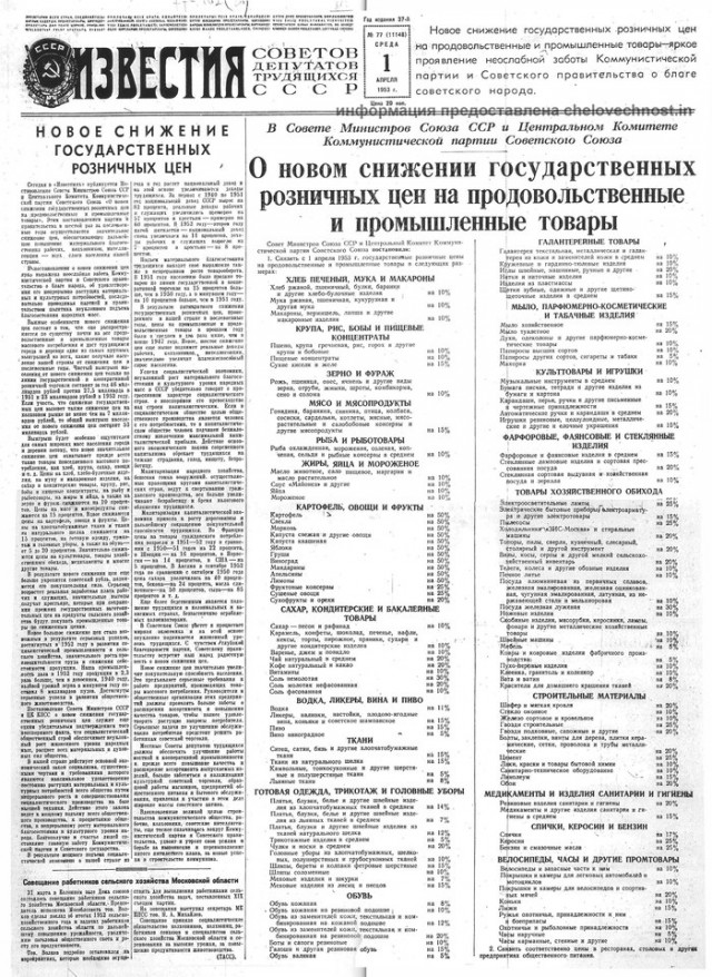 Сталинское снижение цен (1947-1954 гг.)