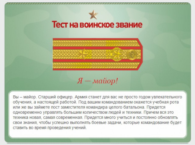 Какое у вас звание? Тест от министерства обороны)