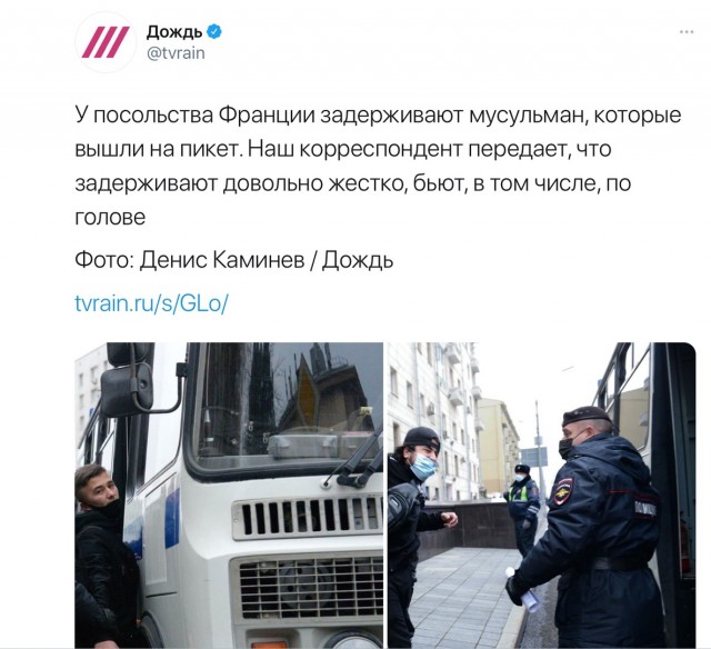 Начались задержания тожерасиян у посольства Франции в Москве