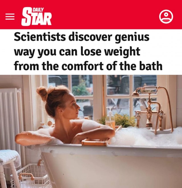 Час в тёплой ванне сжигает столько же калорий, сколько получасовая прогулка — исследование