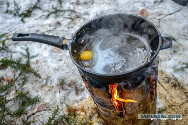 Завариваем чай в зимнем лесу
