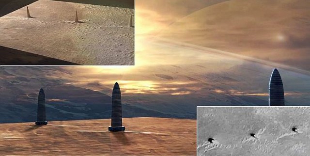 Фотографии НАСА показывают три огромных башни на Марсе