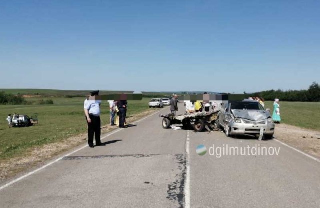 В Башкирии "Тойота Авенсис" сбила гужевую повозку с пассажирами