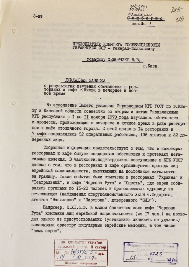 Докладная записка 1979 года о ночной жизни города Киева