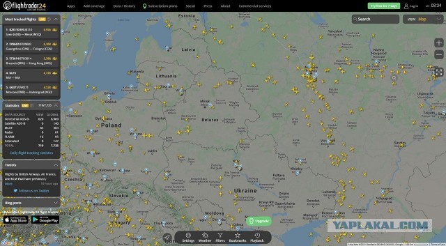 В небе над Беларусью почти нет самолетов