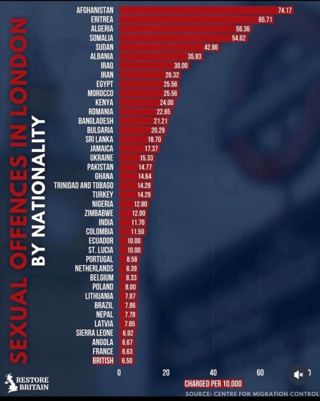 Британские миграционные власти поделились статистикой по преступлениям на сексуальной почве, которые совершаются в Лондоне, и по национальной принадлежности преступников.