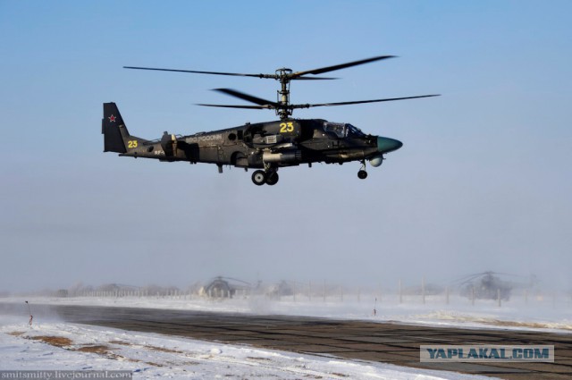 Тренировочные полеты боевых вертолетов Ка-52