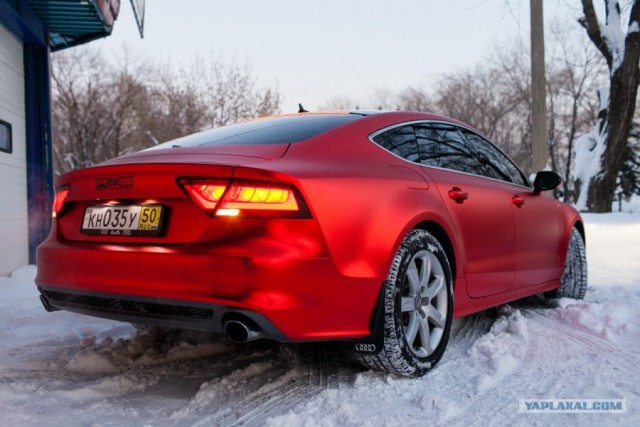 Audi A7 в красном матовом хроме!