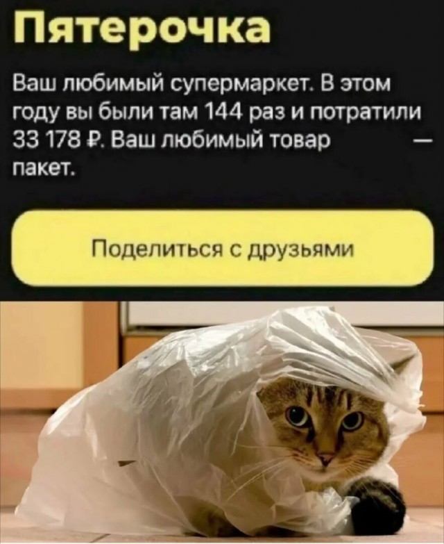 Со своим пакетом из Пятёрочки...