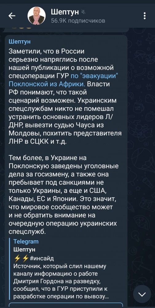 Похищать Наталью Поклонскую из Африки будет военная разведка Украины