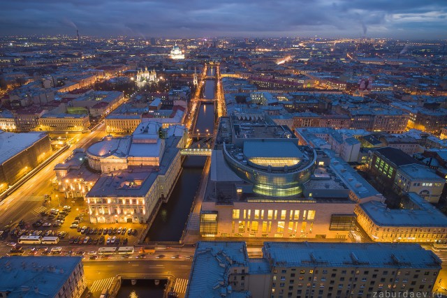 Ночной Петербург с квадрокоптера