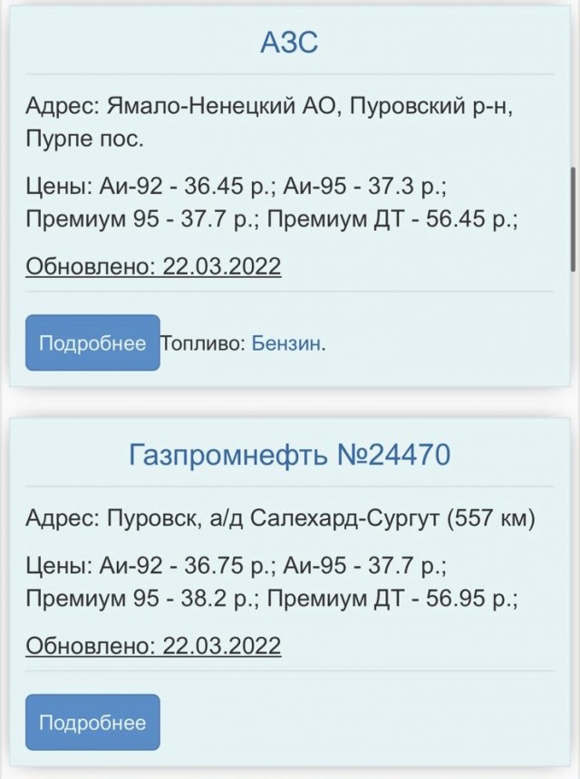 Цены на бензин