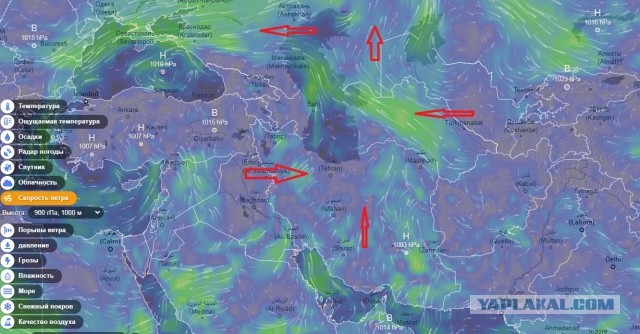 Приблизительный масштаб радиоактивных загрязнений при разрушении АЭС Бушер в Иране.