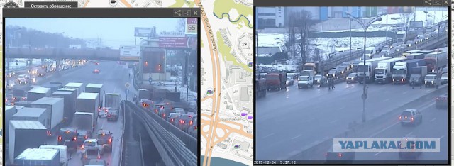 Дальнобойщики начали перекрывать МКАД 04.12.15
