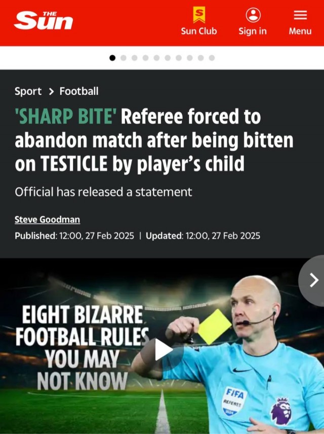 В Германии ребёнок укусил судью за яйцо и сорвал матч.