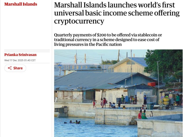 Маршалловы Острова первыми в мире ввели базовый доход, — The Guardian