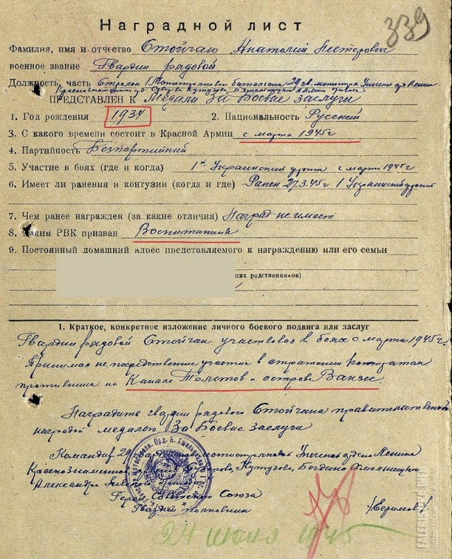 Награды для юных героев