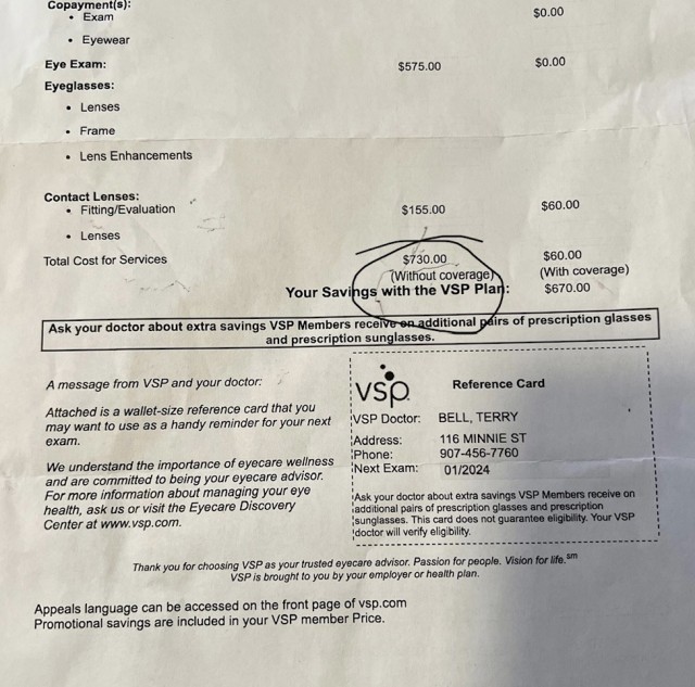 Сколько стоит проверить зрение в США